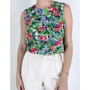Vintage Josephine Floral Sleeveless Blouse Size 10